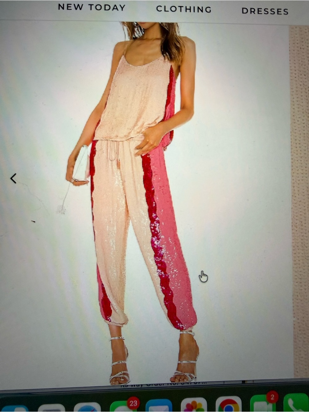 Retrofete Stacia Jogger and Top in Magenta and Peach -top and bottom